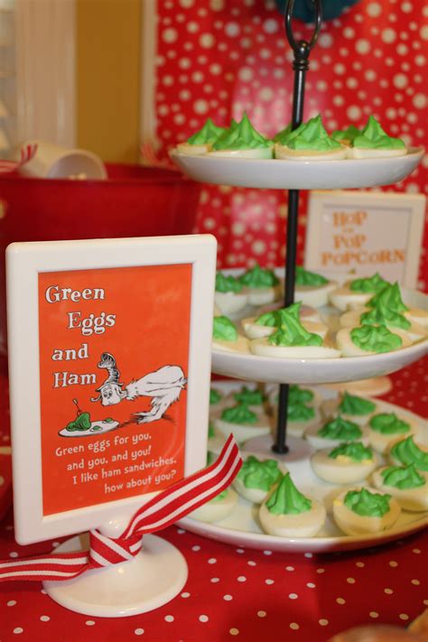 photoshopped dr seuss book covers for food signs piping the green deviled eggs was fun dr