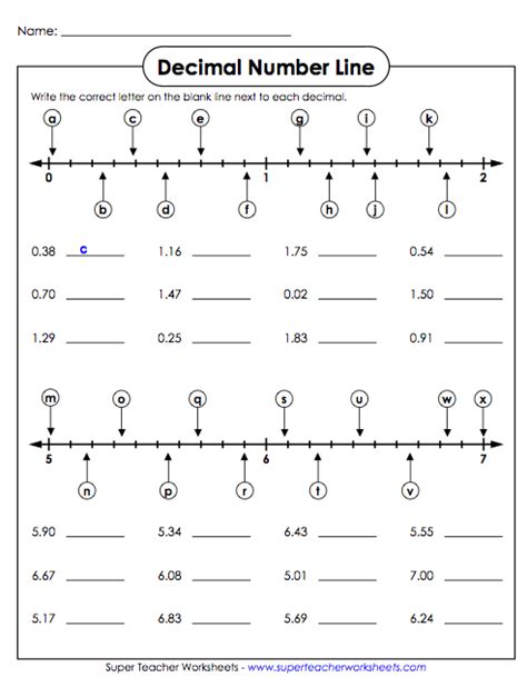 Rounding Decimals With Number Lines Worksheets 99worksheets
