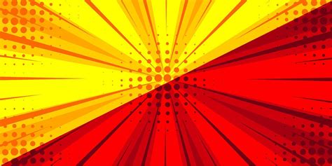 Comic Red And Yellow Sunbeam Background Retro Pop Art Style Cartoon