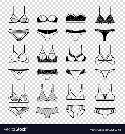 Lingerie Icon Set Of Bras And Panties Royalty Free Vector