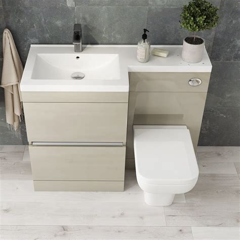 Pemberton Gold L Shape 2 Drawer Basin And Toilet Combination Vanity