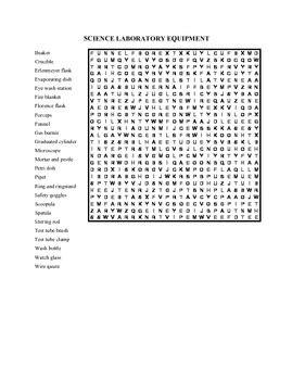 science laboratory equipment wordsearch by