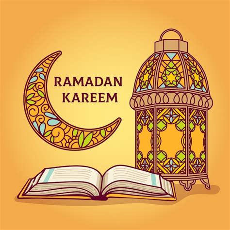 Célébration Du Ramadan Dessiné à La Main Vecteur Gratuite