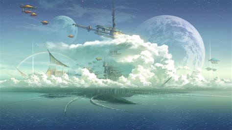 Body Of Water Anime Fantasy Art Sky Planet Hd Wallpaper Wallpaper