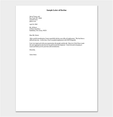 Rejection Letter Template 38 Free Samples And Formats