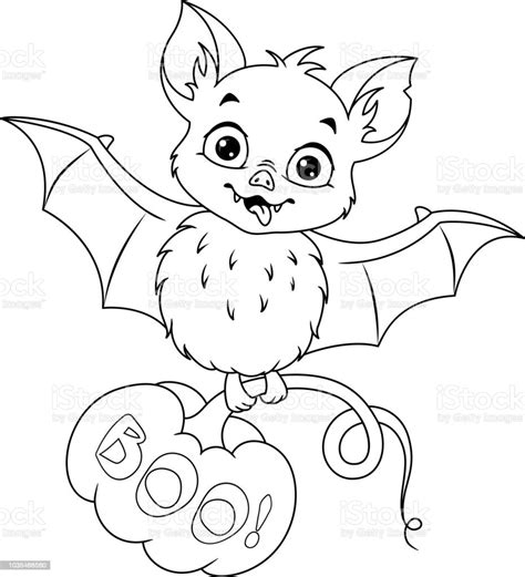 Bat For Halloween Coloring Page Stock Illustration - Download Image Now