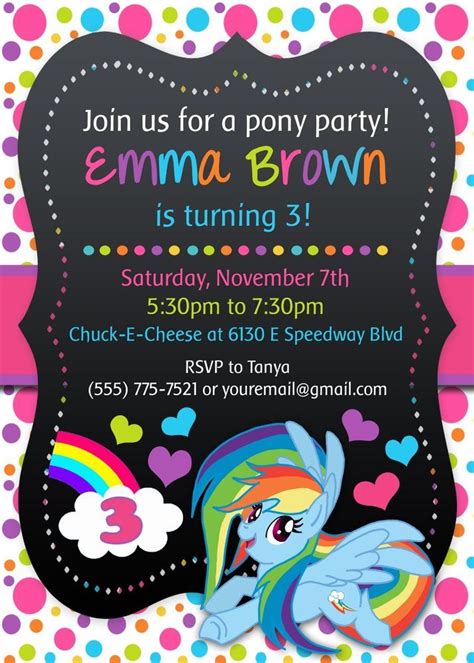 Custom Invitation Design Reservation My Little Pony Invitations My