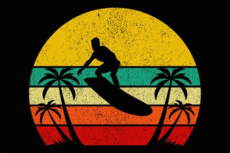 Beach Retro Sunset Surfer Palm Clipart Graphic By Sunandmoon · Creative
