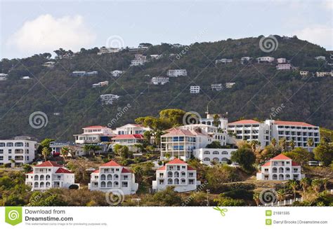 Tropical Hillside Covered With Vacation Homes Stock Image Image Of