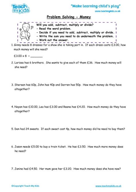 Australian money problem solving worksheets
