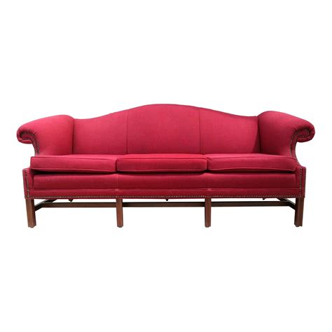 Vintage Red Chippendale Style Camel Back Sofa By Kimball Chairish