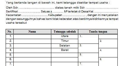 Contoh Surat Pernyataan Tidak Keberatan dari Tetangga