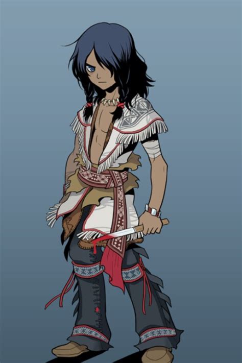 Male Anime Native American Warrior Ideal For Your Native American