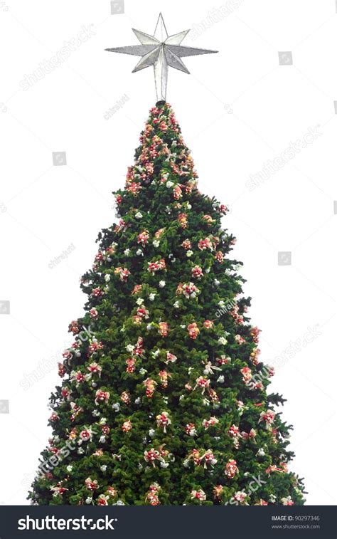 Christmas Tree Decorations Silver Star Top Stock Photo 90297346