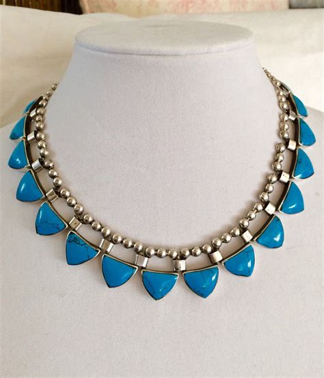 Stunning Mexican Signed Tc Mexico Sterling Silver Turquoise