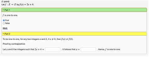 Solved 1 Point Letf Z Z By F X 2x 4 Part 1 F Chegg