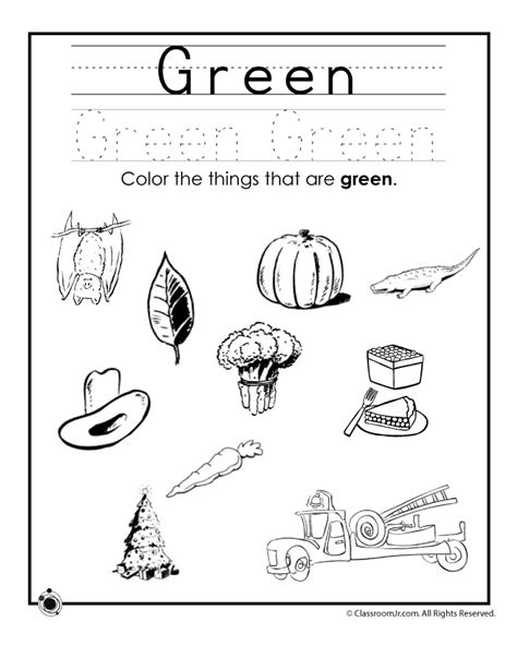 Color Green Worksheet Woo Jr Kids Activities