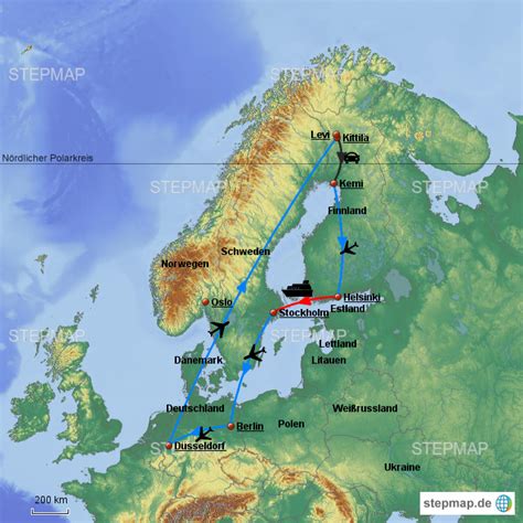 Rundreise Finnland And Schweden Relief Von Normsn Landkarte Für Deutschland