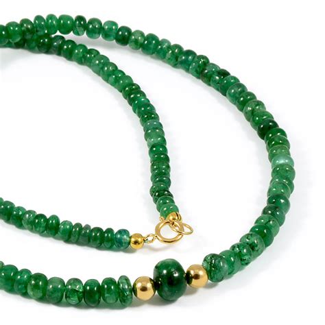 Necklace Composed Of Emerald Beads With 18 Kt Yellow Gold Catawiki