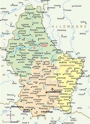 La région du nord (ösling) est une région de structure hercynienne du dévonien inférieur. Info • carte luxembourg france • Voyages - Cartes