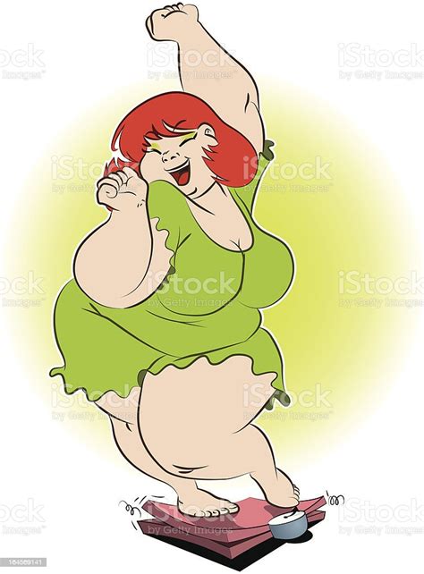 Chubby Voluptuous Girl Weight Loss Success Stock Illustration