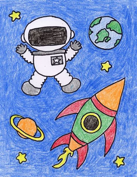 Easy How To Draw An Astronaut Tutorial And Astronaut Coloring Page