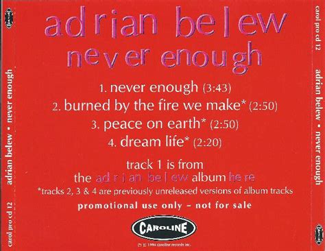 Adrian Belew Never Enough 1994 Cd Discogs