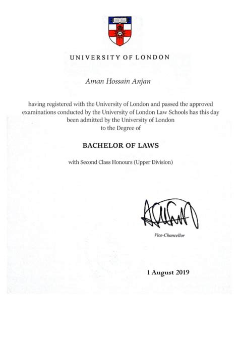 University Of London Llb Certificate Pdf