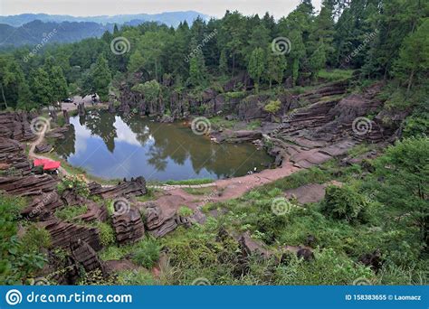 The Red Stone Forest National Geopark In Hunan Province China Stock