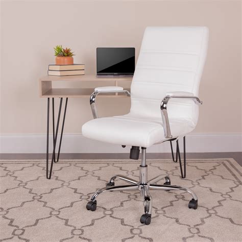 Leathersoft Office Chair With Wheels And Arms White
