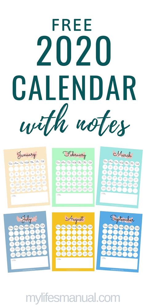 Free Monthly Calendar 2020 Printable Free Calendar Calendar