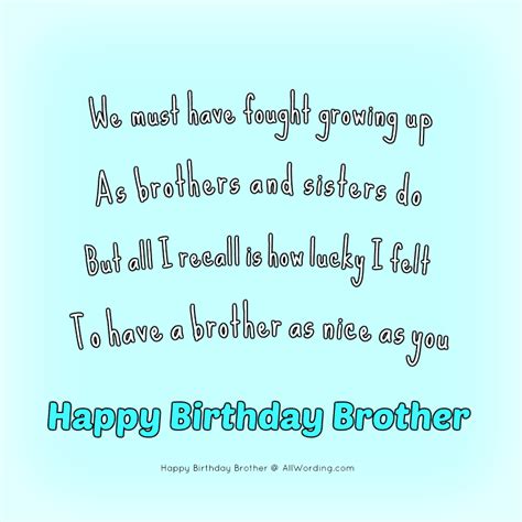 Birthday Poem From Sister To Brother We Must Have Fought Growing Up