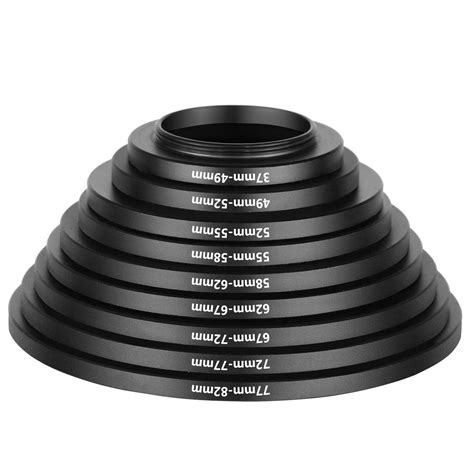 Neewer 9pcs Step Up Lens Filter Adapter Rings Set 37 49 52 55 58 62 67