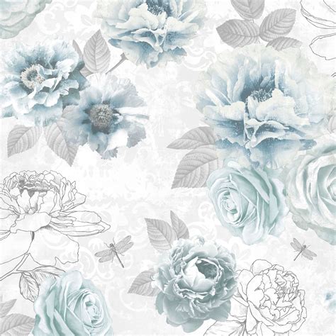 Graham And Brown Fresco Blue Floral Wallpaper Departments Diy At Bandq
