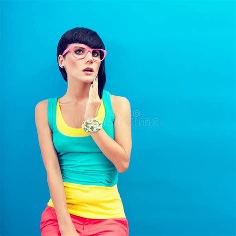 Summer Funny Girl Stock Image Image Of Palm Expression 25992349