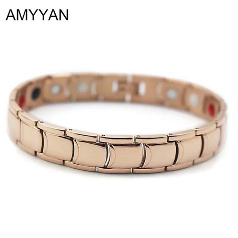 316l Stainless Steel Bracelet Rose Gold Magnetic Energy Therapy Healthy