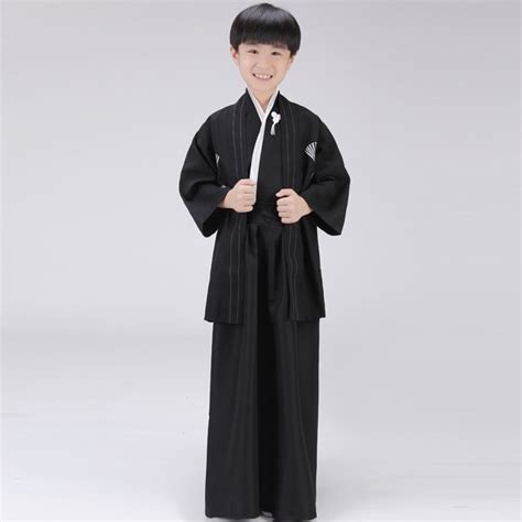 Boy Japanese Kimono Children Gown Bathrobe 3 Pcs Japanese Traditional