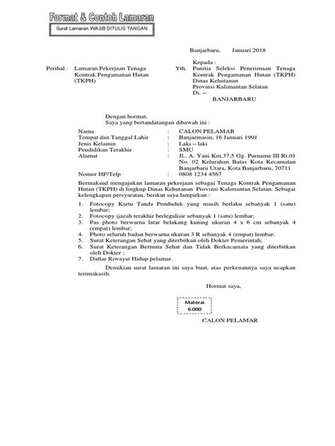 Contoh surat pernyataan jabatan polisi kehutanan. Contoh Surat Lamaran Kerja Untuk Dinas Kehutanan - Bagi ...