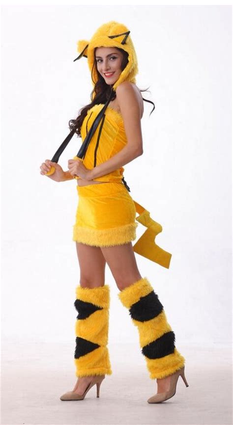 Yellow Costume Female Pikachu Cosplay Clothing Four Pieces Disfraces