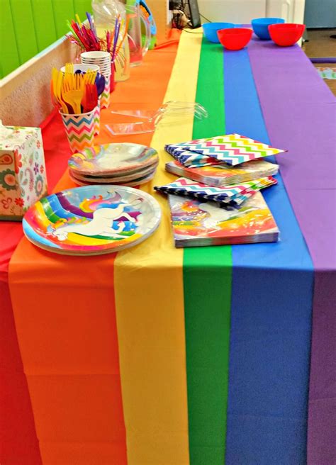 Rainbow Unicorn Buffet Table Setup Bday Party Buffet Table Birthday