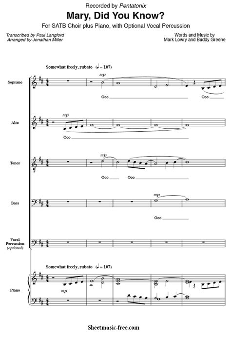Sheet music for very easy piano by mark lowry from sheet music direct. Mary Did You Know Pentatonix Sheet Music | ♪ SHEETMUSIC-FREE.COM