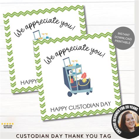 custodian appreciation day printable t tag janitor thank etsy