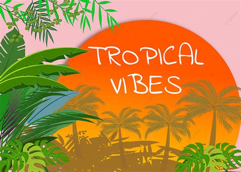 Hand Drawn Tropical Vibes Background Sun Vacation Jungle Background