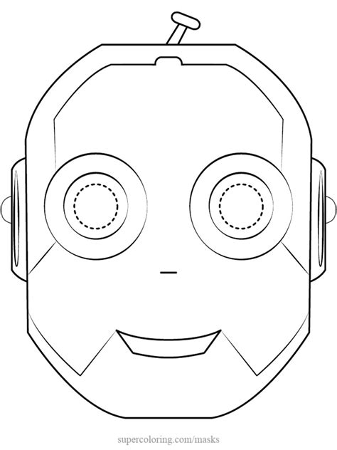 Robot Mask Outline Coloring Page Pdf