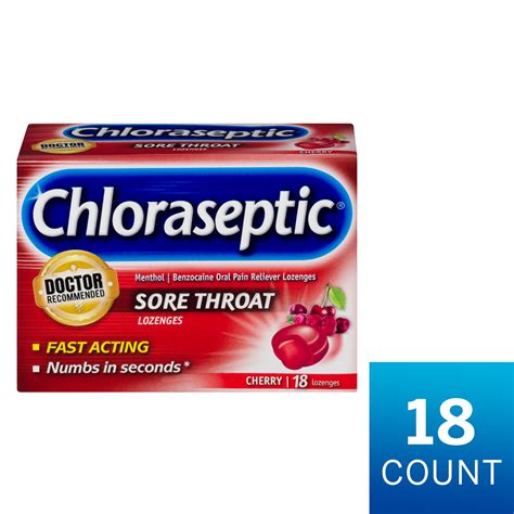 Chloraseptic Sore Throat Lozenges Cherry Flavor 18 Count