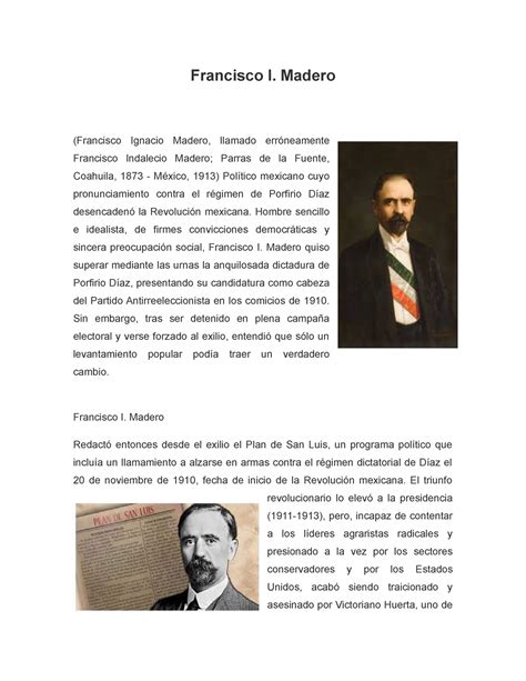 Biografia Francisco I Madero Francisco I Madero Francisco Ignacio