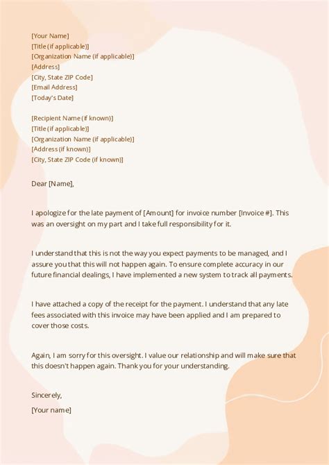 Free Word Template Apologize For A Late Payment Letter Template