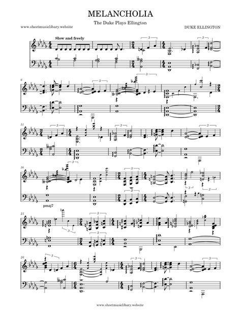 DUKE ELLINGTON - MELANCHOLIA Sheet music for Piano (Solo) | Musescore.com