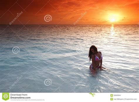 Woman In Bikini On Beach Stock Photo Image Of Fashion