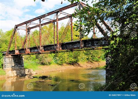 Old Red Bridge Stock Image Image Of Safety Narrow Abandoned 26827897